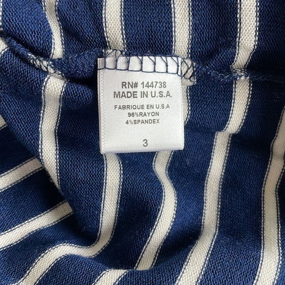 Hye Park And Lune Navy Blue and White Striped Tee - Picture 4 of 5